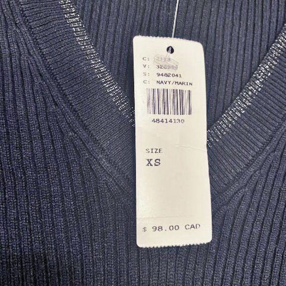 Anthropology Moth Ribbed Fitted V Neck Sweater - Picture 2 of 5